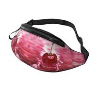 Sac banane rouge cerise pour homme et femme, sac banane en polyester imprimé pour voyage, marche, sport avec sangle réglable, Noir , Taille unique