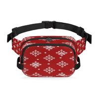 Sac Banane Rouge de Noël avec Flocons de Neige, Sac Ceinture étanche, Sacs à bandoulière pour Femmes et Hommes, Cadeaux de Vacances