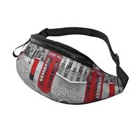 Sac banane rouge London Cabine téléphonique pour homme et femme, sac banane en polyester imprimé pour voyage, marche, sport avec sangle réglable, Noir , Taille unique