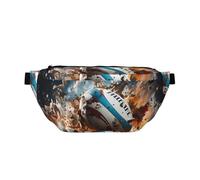 Sac banane Rugby on Fire avec plusieurs poches, facile à transporter, adapté pour le sport, les voyages et une utilisation quotidienne.