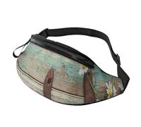 Sac banane rustique en bois imprimé fer à cheval avec prise casque et ceinture réglable pour voyage, course à pied, jogging, entraînement, randonnée, Fer à cheval rustique en bois, One Size, Imprimé