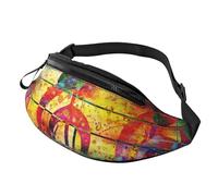 Sac banane rustique en bois imprimé fer à cheval avec prise casque et ceinture réglable pour voyage, course à pied, jogging, entraînement, randonnée, Note de musique en bois coloré, One Size, Imprimé