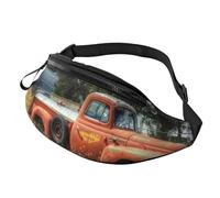 Sac banane rustique en bois imprimé fer à cheval avec prise casque et ceinture réglable pour voyage, course à pied, jogging, entraînement, randonnée, Vieille voiture camion, One Size, Imprimé