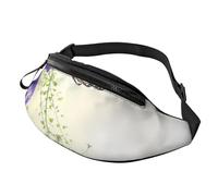 Sac banane rustique en bois imprimé fer à cheval avec prise casque et ceinture réglable pour voyage, course à pied, jogging, entraînement, randonnée, Papillons floraux violets et jaunes, One Size