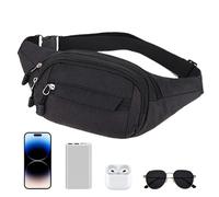 Sac banane | Sac banane de course pour randonnée | Sac banane décontracté pour courir, voyage, imperméable pour promener les chiens, faire du shopping, camping, Noir , Consulte la descripción, Voir