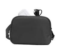 Sac banane - Sac banane en nylon imperméable pour homme et femme, design léger et fin avec sangle réglable, sac banane multifonction avec poches sécurisées pour téléphone portable, clés, Noir , Refer