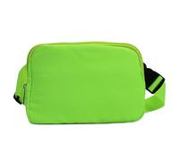 Sac banane - Sac banane en nylon imperméable pour hommes et femmes - Design léger et fin avec sangle réglable - Sac banane multifonction avec poches sécurisées pour téléphone portable et clés, Vert