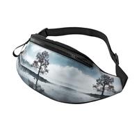 Sac banane, sac banane imprimé arbre dans la brume, sac à bandoulière réglable pour voyage, marche, course, randonnée, cyclisme, noir, taille unique, Noir , Taille unique