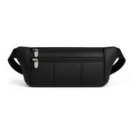 Sac banane, sac banane, sac banane, sac à bandoulière, en cuir véritable, noir et marron, Noir , Sac banane