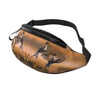 Sac banane Seagulls by The Lake in The Sunset pour homme et femme, sac banane en polyester imprimé pour voyage, marche, sport avec sangle réglable, Noir , Taille unique