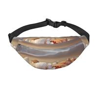 Sac banane Seashells on the Sandy Beach pour homme et femme - Sac banane à bandoulière pour partout - Sac banane avec sangle réglable - Sac de poitrine décontracté pour la randonnée en plein air -