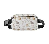 Sac banane Selkirk Rex Cats blanc tendance pour homme et femme avec sangle réglable pour le shopping, le sport, le travail, Dessin animé Selkirk Rex chats blanc, 1 size