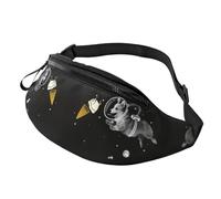 Sac banane Space Dog pour homme et femme - En polyester imprimé - Pour voyage, marche, sport - Avec sangle réglable, Noir , Taille unique