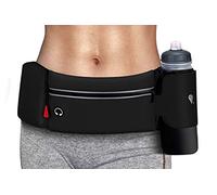 Sac Banane Sport Running Ceinture de Course avec Porte-Bouteille Pliable (Bouteilles Non incluses), Pas de Rebond, Grande Poche résistant à l'eau, Support de téléphone pour Homme et Femme