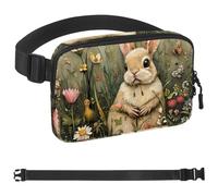 Sac banane Spring Rabbit pour homme et femme, sac banane avec poches à fermeture éclair, sac de taille imperméable avec sangle réglable pour l'entraînement, la course, les voyages, la randonnée,