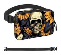 Sac banane squelette tournesol 1915 pour homme et femme, sac banane pour voyage, marche, course à pied, randonnée, cyclisme, Multicolore 01., 1.5x9.0x5.9in/4x23x15cm