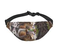 Sac banane Squirrel in The Tree pour homme et femme, sac banane à bandoulière, sac banane avec sangle réglable, sac de poitrine décontracté pour la randonnée en plein air, le cyclisme, noir, taille