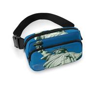 Sac banane Statue de la Liberté avec sangle réglable, sac banane tendance pour sports de plein air, randonnée, blanc, 20 x 13 cm, sac banane entièrement imprimé
