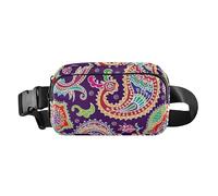 Sac banane style ethnique cachemire fleur de cajou tatouage tendance pour homme femme mini sac à bandoulière avec sangle réglable pour le shopping, le sport, le travail, Tatouage au jambon de style