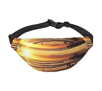 Sac banane Sunset Beach pour homme et femme - Sac banane pour partout - Sac banane avec sangle réglable - Sac de poitrine décontracté pour la randonnée en plein air - Noir - Taille unique, Noir ,