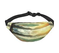 Sac banane Sunset on The Beach pour homme et femme - Sac banane à bandoulière pour partout - Sac banane avec sangle réglable - Sac de poitrine décontracté pour la randonnée en plein air - Noir -