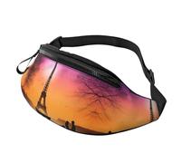 Sac banane Sunset Rural View pour homme et femme, sac de poitrine réglable tendance, sac banane de voyage, sport, marche, Valentine Paris Tour Eiffel Couple romantique Calèche Coucher de soleil