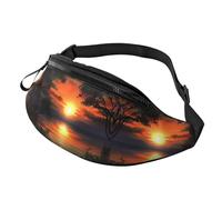 Sac banane Sunset Rural View pour homme et femme, sac de poitrine réglable tendance, sac banane de voyage, sport, marche, Peinture coucher de soleil, Taille unique