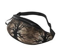 Sac banane Sunset Rural View pour homme et femme, sac de poitrine réglable tendance, sac banane de voyage, sport, marche, Silhouette d'arbre, Taille unique