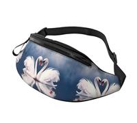 Sac banane Sunset Rural View pour homme et femme, sac de poitrine réglable tendance, sac banane de voyage, sport, marche, Couple de cygnes coeur Saint-Valentin, Taille unique