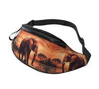 Sac banane Sunset Rural View pour homme et femme, sac de poitrine réglable tendance, sac banane de voyage, sport, marche, Sunset Elephant, Taille unique