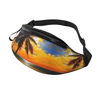 Sac banane Sunset View pour homme et femme, sac de poitrine réglable tendance, sac banane de voyage, sport, marche, Sunset Palm, Taille unique