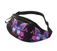 Sac banane Sunset View pour homme et femme, sac de poitrine réglable tendance, sac banane de voyage, sport, marche, Papillon rose violet., Taille unique