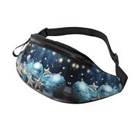 Sac banane Sunset View pour homme et femme, sac de poitrine réglable tendance, sac banane de voyage, sport, marche, Bleu Noël, Taille unique