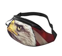 Sac banane Sunset View pour homme et femme, sac de poitrine réglable tendance, sac banane de voyage, sport, marche, Drapeau et aigle des États-Unis, Taille unique