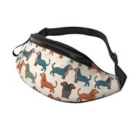 Sac banane Sunset View pour homme et femme, sac de poitrine réglable tendance, sac banane de voyage, sport, marche, Chiens Teckel mignons, Taille unique