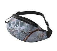 Sac banane Sunset View pour homme et femme, sac de poitrine réglable tendance, sac banane de voyage, sport, marche, Branche couverte de neige, Taille unique