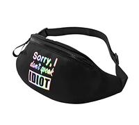 Sac Banane Taille Désolé, Je Ne Parle Pas Idiot Avec Prise Casque Sac De Taille Unisexe Sacoche De Ceinture Pour Homme Running Femme 14X35Cm