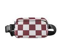 Sac banane tendance à carreaux américains marron et blanc pour homme et femme, sac banane imperméable avec sangle réglable pour cyclisme, randonnée, gym, Plaid américain marron et blanc, 1 size