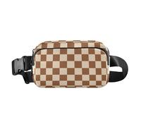 Sac banane tendance à carreaux américains orange et blanc pour homme et femme, petit sac à bandoulière avec sangle réglable pour cyclisme, randonnée, gym, Plaid américain orange et blanc, Taille