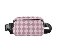 Sac banane tendance à carreaux américains pêche et violet pour homme et femme, grande capacité, sac à bandoulière de voyage essentiel avec sangle réglable pour voyage, shopping, course à pied, Plaid