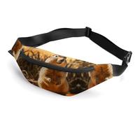 Sac banane tendance à fermeture éclair pour homme et femme avec sangle réglable dessiné à la main pour la course à pied, la randonnée, l'entraînement, le cyclisme, marmotte dessinée à la main