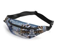 Sac banane tendance à fermeture éclair pour homme et femme avec sangle réglable pour Noël, hiver, scène heureuse, voyage, sac banane pour la course, la randonnée, l'entraînement, le cyclisme, Noël