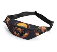 Sac banane tendance à fermeture éclair pour homme et femme, sac banane élégant avec sangle réglable, motif bison d'Amérique sauvage, montagnes, sacs de poitrine pour course à pied, randonnée