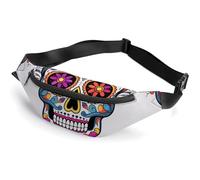 Sac banane tendance à fermeture éclair pour homme et femme, sac banane élégant avec sangle réglable, motif tête de mort en sucre, sacs de voyage pour la course, la randonnée, l'entraînement, le