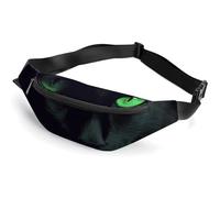 Sac banane tendance à fermeture éclair pour homme et femme, sac banane élégant avec sangle réglable, motif yeux de chat noir, yeux verts, sacs de voyage pour la course à pied, la randonnée