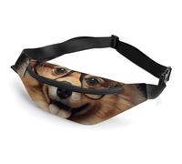 Sac banane tendance à fermeture éclair pour homme et femme, sac banane élégant avec sangle réglable pour chien de Poméranie portant des lunettes, sacs de poitrine de voyage, sacs de ceinture pour la