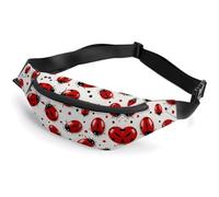 Sac banane tendance à fermeture éclair pour homme et femme, sac banane élégant avec sangle réglable, sac de poitrine pour course à pied, randonnée, entraînement, cyclisme, coccinelle rouge, 36,6 x