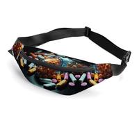 Sac banane tendance à fermeture éclair pour homme et femme, sac banane élégant avec sangle réglable, sac de poitrine pour médicaments, pilules de voyage, sacs de ceinture pour la course, la randonnée