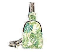 Sac banane tendance à l'aquarelle Monstera Deliciosa - Motif feuilles vert lac et blanc nacré - Feuilles et sac banane pour homme - Sac banane robuste pour voyage, Aquarelle Monstera deliciosa motif