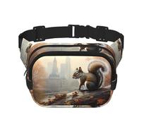 Sac banane tendance à motif écureuil gris, unisexe, noir, taille unique